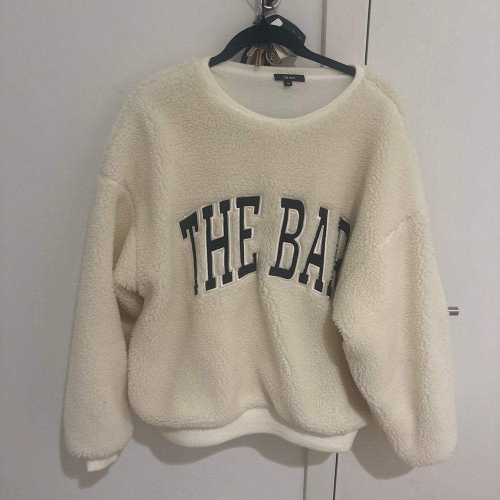 The Bar Varsity Sherpa Oversized Gigi Sweater Medium